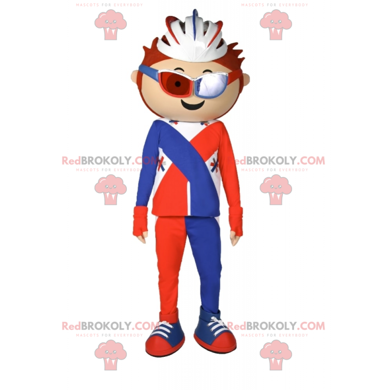 Rowerzysta maskotka z kaskiem - Redbrokoly.com Rowerzysta maskotka z kaskiem - Redbrokoly.com