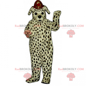 Dalmatisk maskot med brandmanhjälm - Redbrokoly.com