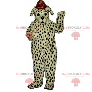 Mascotte de dalmatien avec casque de pompier - Redbrokoly.com