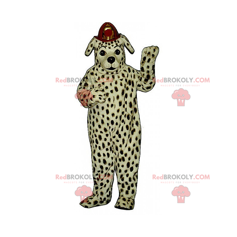 Dalmatian mascot with firefighter helmet - Redbrokoly.com