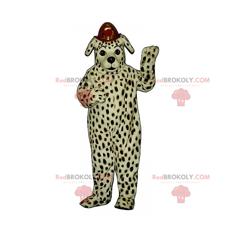 Mascotte de dalmatien avec casque de pompier - Redbrokoly.com