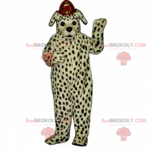 Dalmatisk maskot med brandmanhjälm - Redbrokoly.com