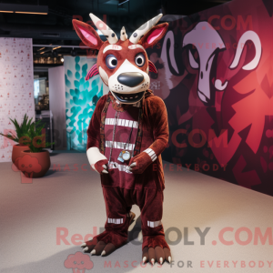 Fantasia de mascote de okapi marrom com macacão e bonés - Mascotes Okapi - REBROKO_250354 - RedBrokoly.com