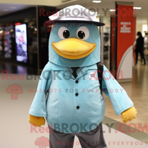 Cyan Penguin maskot kostume...