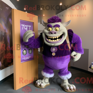 Paarse Ogre mascottekostuum...