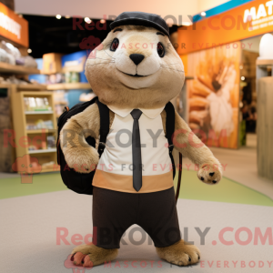 Beige Marmot mascot costume...