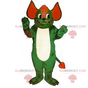 Mascota del diablo verde y rojo - Redbrokoly.com