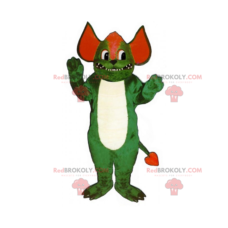 Grøn og rød djævelmaskot - Redbrokoly.com