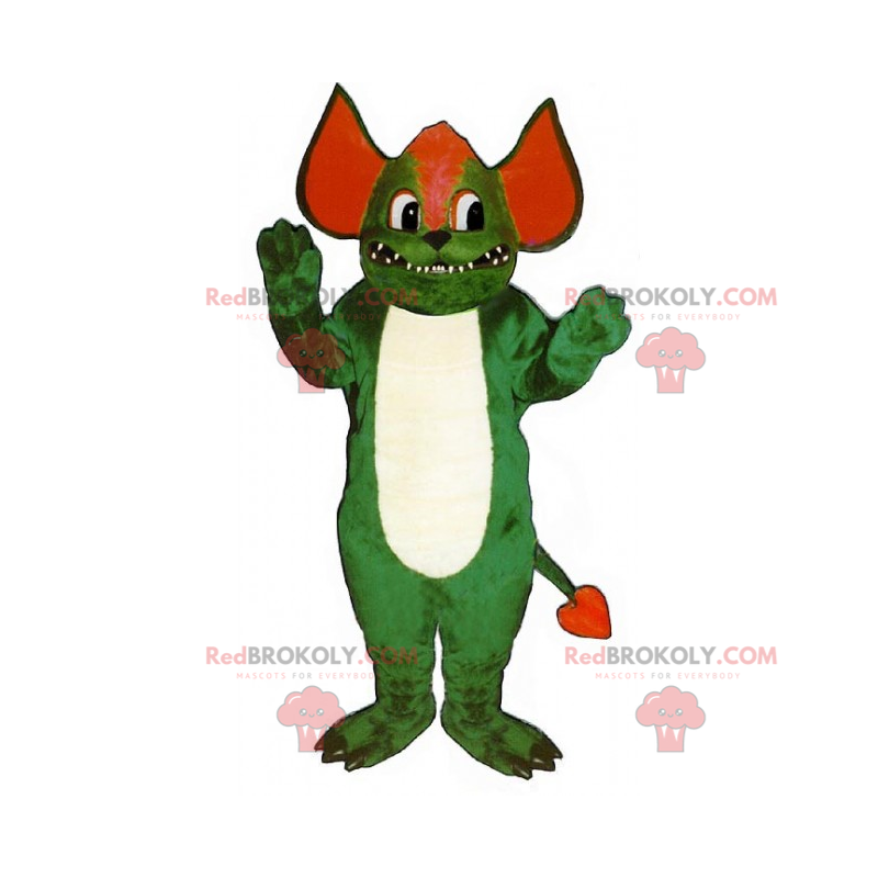 Mascota del diablo verde y rojo - Redbrokoly.com