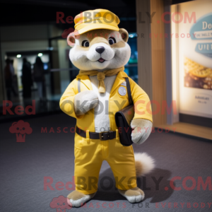 Gele fret mascottekostuum...