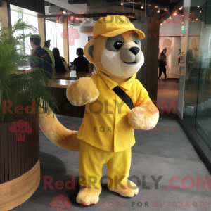 Gele fret mascottekostuum...