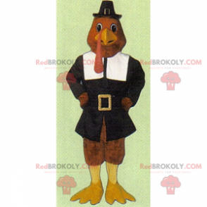 Turkey mascot in Thanksgiving outfit - Redbrokoly.com