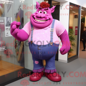 Magenta Ogre maskot kostume...