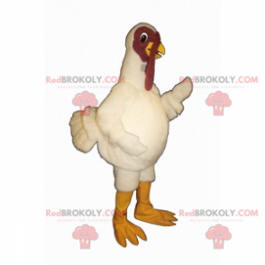 Mascotte della Turchia con piumaggio bianco - Redbrokoly.com