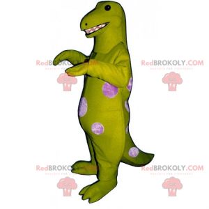 Grünes Dino-Maskottchen mit rosa Punkten - Redbrokoly.com