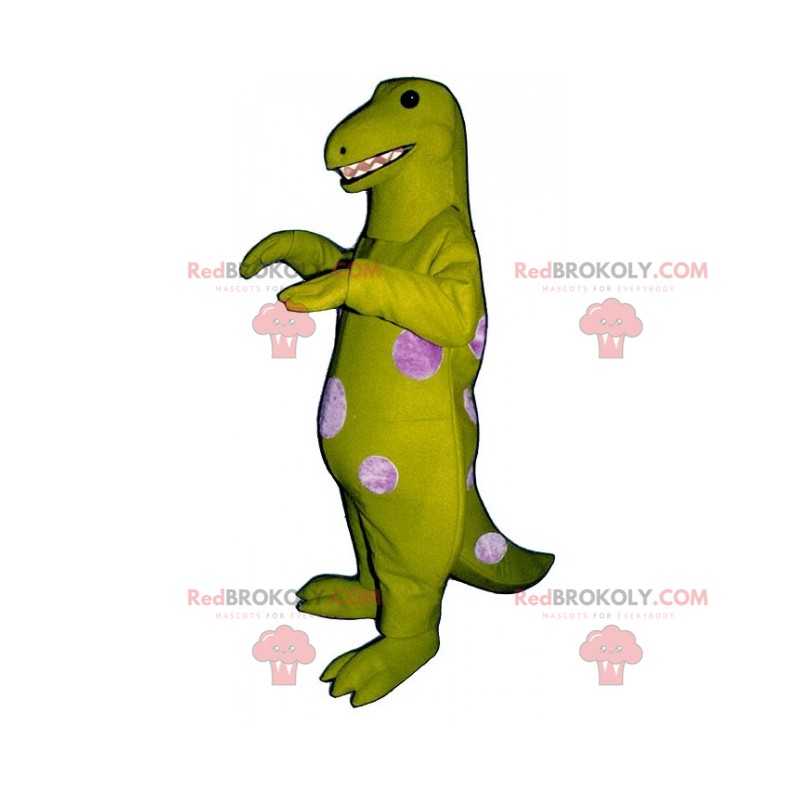 Zielony dinozaur maskotka w różowe kropki - Redbrokoly.com