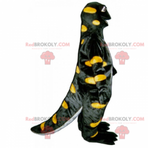 Black dino mascot with yellow dots - Redbrokoly.com