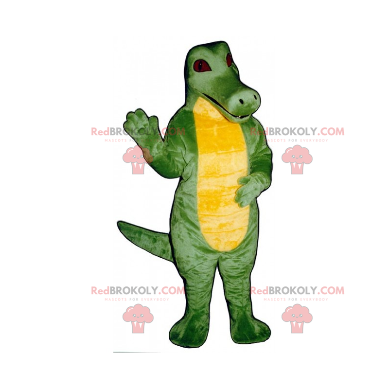 Gul mage-dinomaskot med röda ögon - Redbrokoly.com Gul mage-dinomaskot med röda ögon - Redbrokoly.com