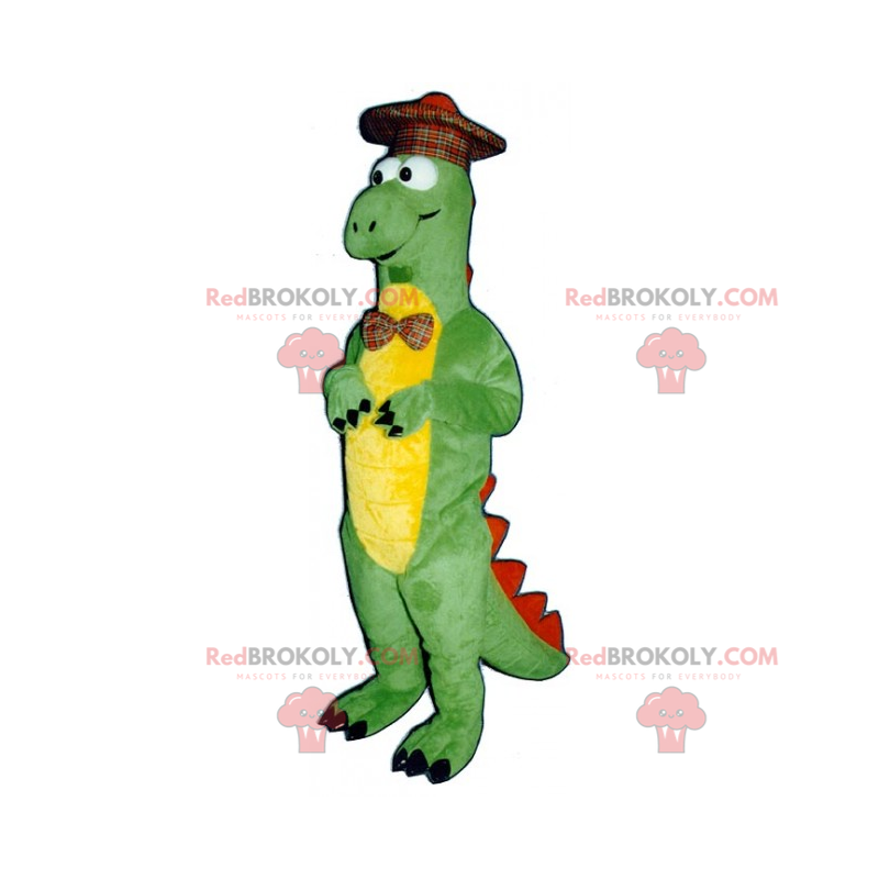 Mascotte de dino avec chapeau écossais - Redbrokoly.com