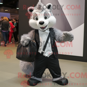 Sølv Skunk-maskotdraktfigur...