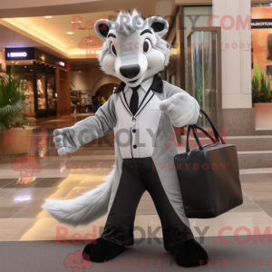 Sølv Skunk maskot kostume...