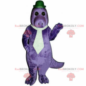 Dino-Maskottchen mit Krawatte und Melone - Redbrokoly.com