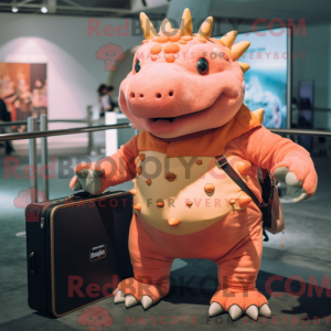 Peach Ankylosaurus mascot...