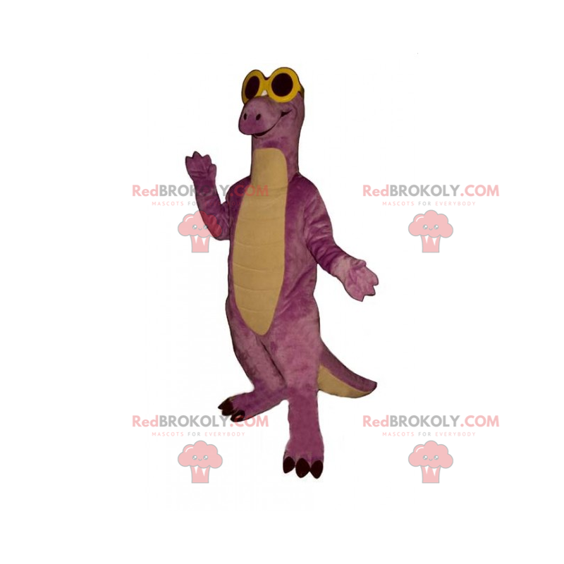 Dino maskot med mörka glasögon - Redbrokoly.com