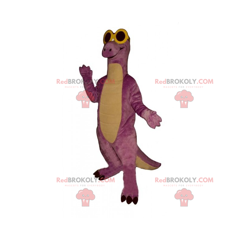 Mascotte de dino avec lunettes noires - Redbrokoly.com