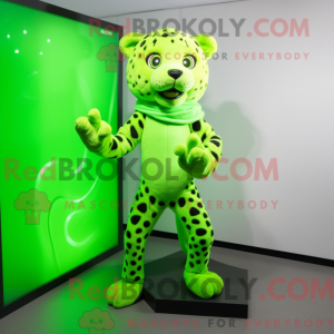 Lime Green Cheetah mascot...