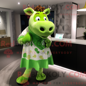 Lime Green Cow maskot...