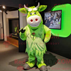 Lime Green Cow maskot...