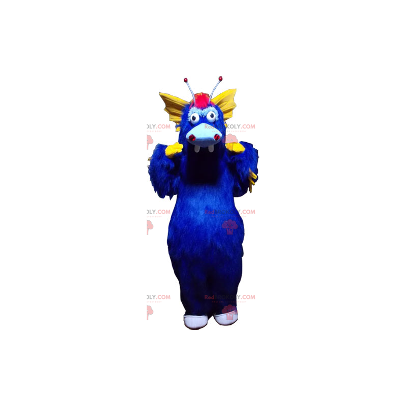 Mascote dinossauro azul e amarelo - Redbrokoly.com