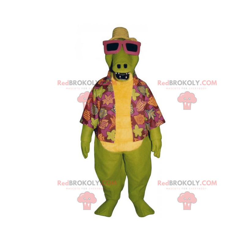 Dino maskot i strandtøj - Redbrokoly.com