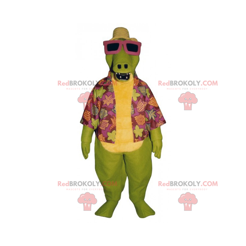 Mascotte Dino in abbigliamento da spiaggia - Redbrokoly.com Mascotte Dino in abbigliamento da spiaggia - Redbrokoly.com