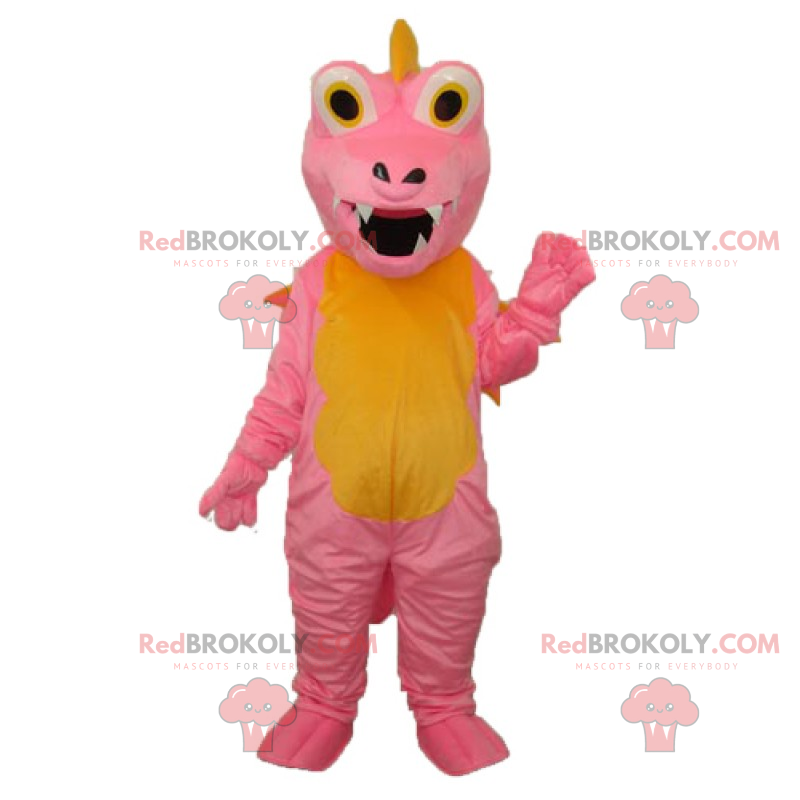 Rosa und gelbes Dino-Maskottchen - Redbrokoly.com