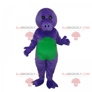 Mascota de Dino púrpura y verde sin orejas - Redbrokoly.com