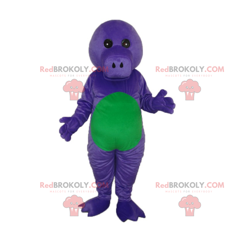 Purple and green Dino mascot without ears - Redbrokoly.com