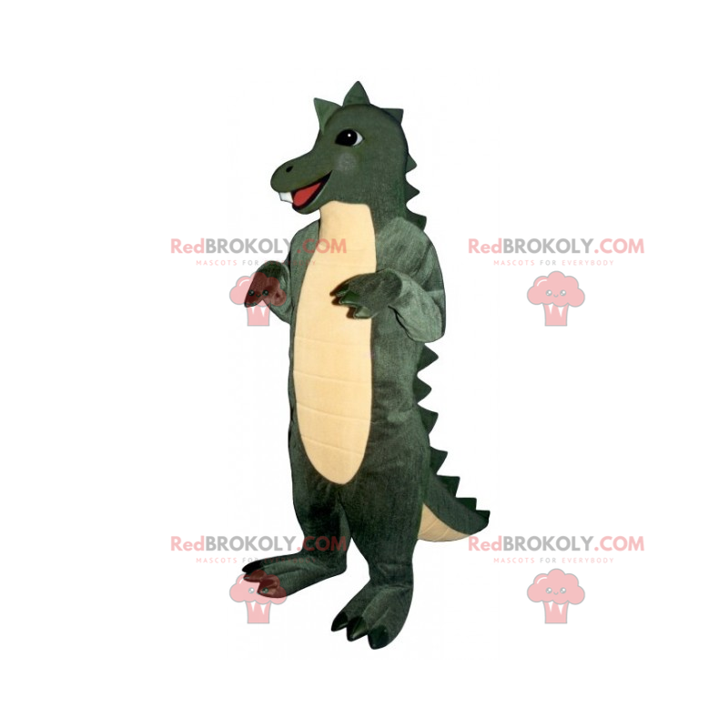 Lächelndes Dino-Maskottchen mit hübschem Wappen - Redbrokoly.com