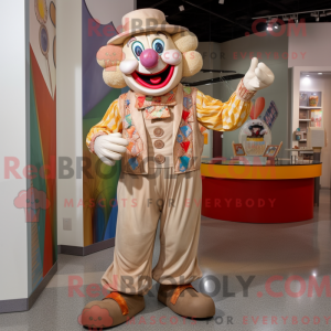 Tan Clown maskot kostume...