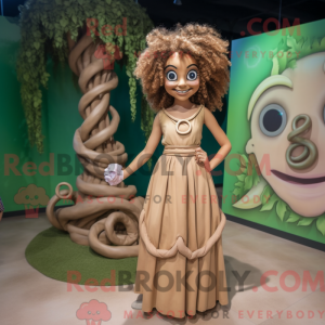 Tan Medusa maskotdraktfigur...