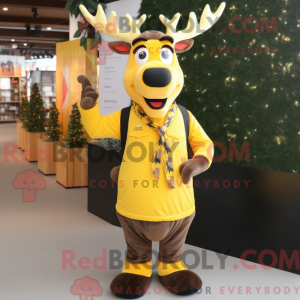 Gul rensdyr maskot kostume...