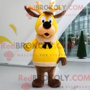 Gul rensdyr maskot kostume...