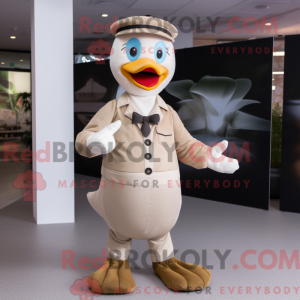 Beige Swans maskot kostume...