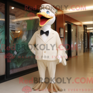 Beige Swans maskot kostume...