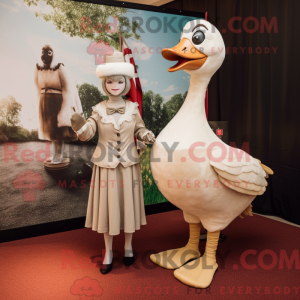 Beige Swans maskot kostume...
