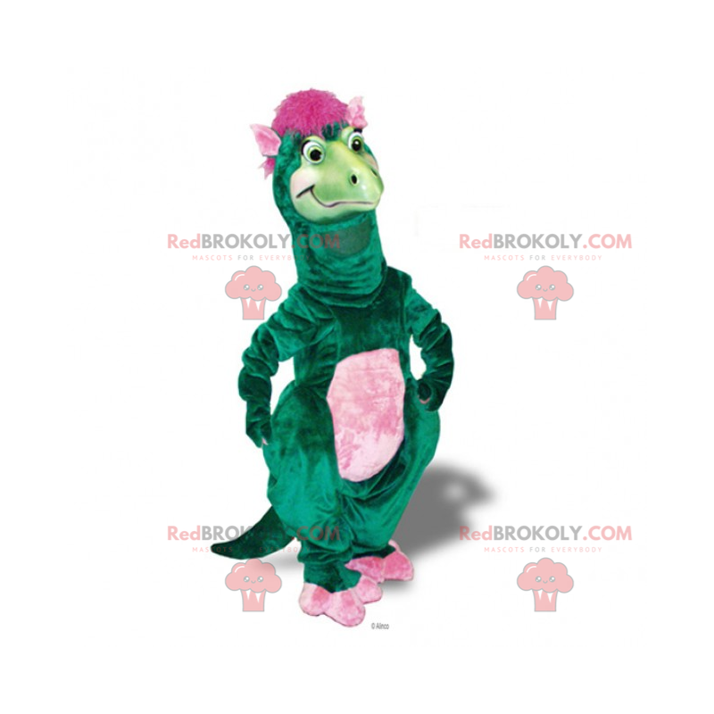 Dinosaur maskot med lyserødt hår - Redbrokoly.com