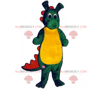 Groen en geel dinosaurusmascotte met lange oren - Redbrokoly.com