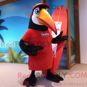 Rød Toucan maskot kostume...