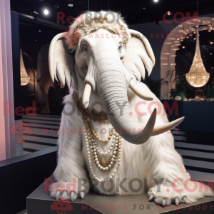 Hvid Mammoth maskot kostume...